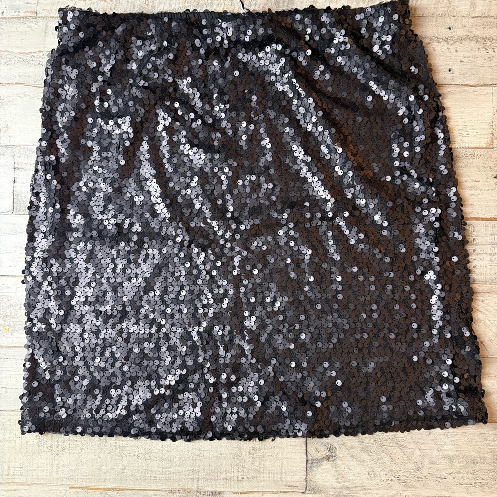 American Rags Elegant Black Sequin Midi Skirt woman’s size Large